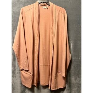 LOGO Lounge Pink Open Front Cardigan Soft Stretch Long Sleeve Plus Size 60 Bust